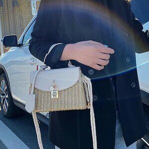 Neiman Marcus Natural Woven Straw Box Bag